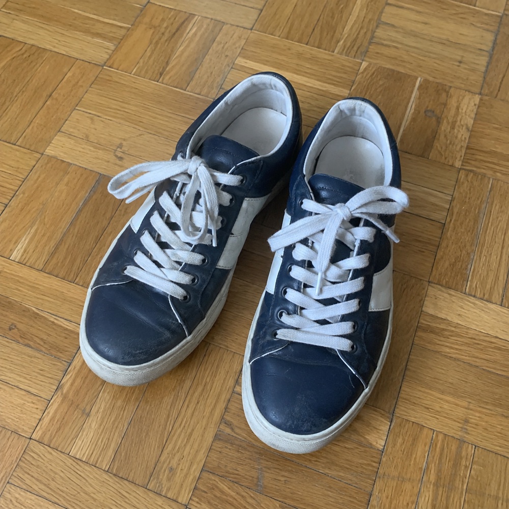 Navy canvas trainers