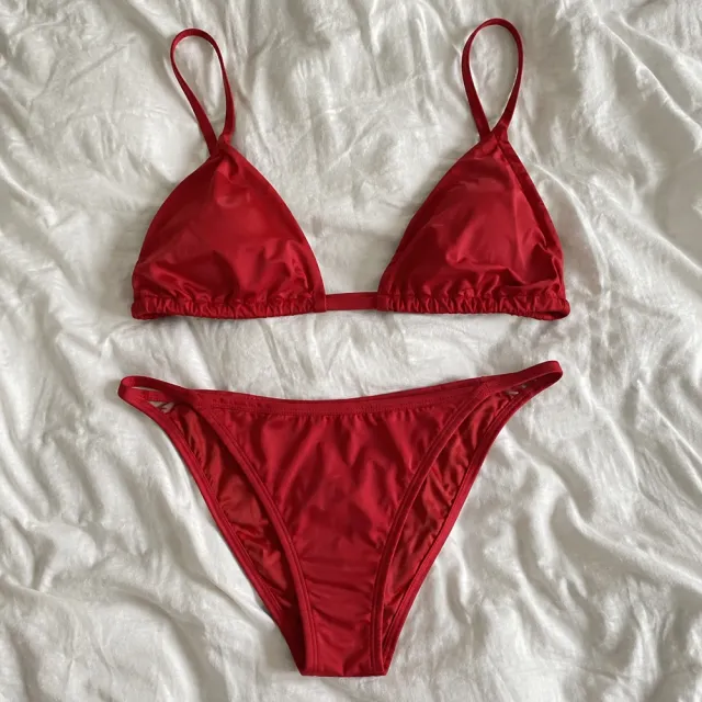 Red two-piece swimsuit